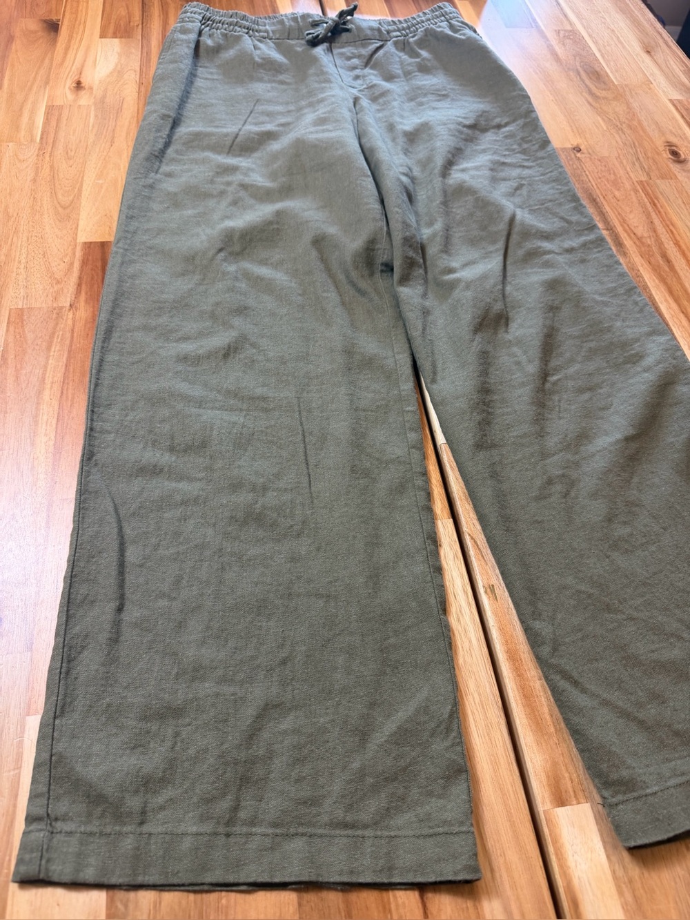 Old Navy Linen Blend Wide Leg Pants Olive Green Pull On Size Small - Picture 3 of 11